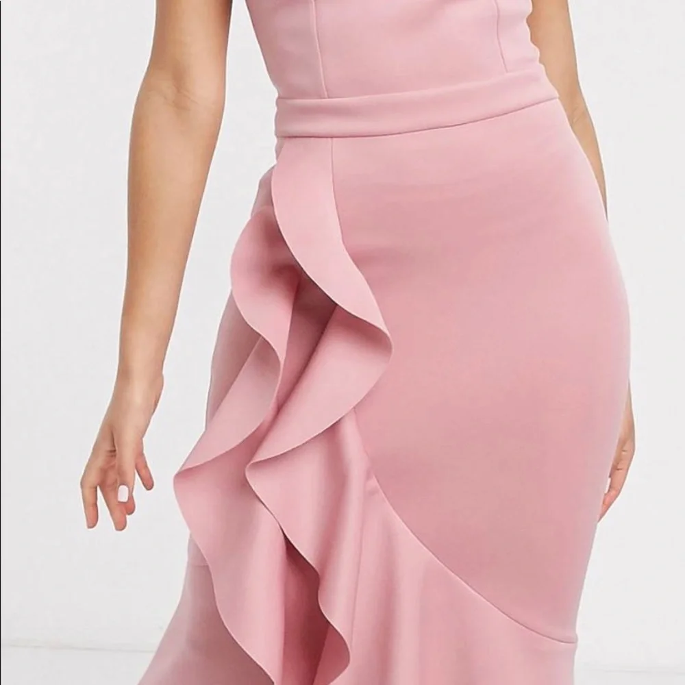 Pink Halter-neck, Ruffle, Maxi dress - Picture 3 of 7